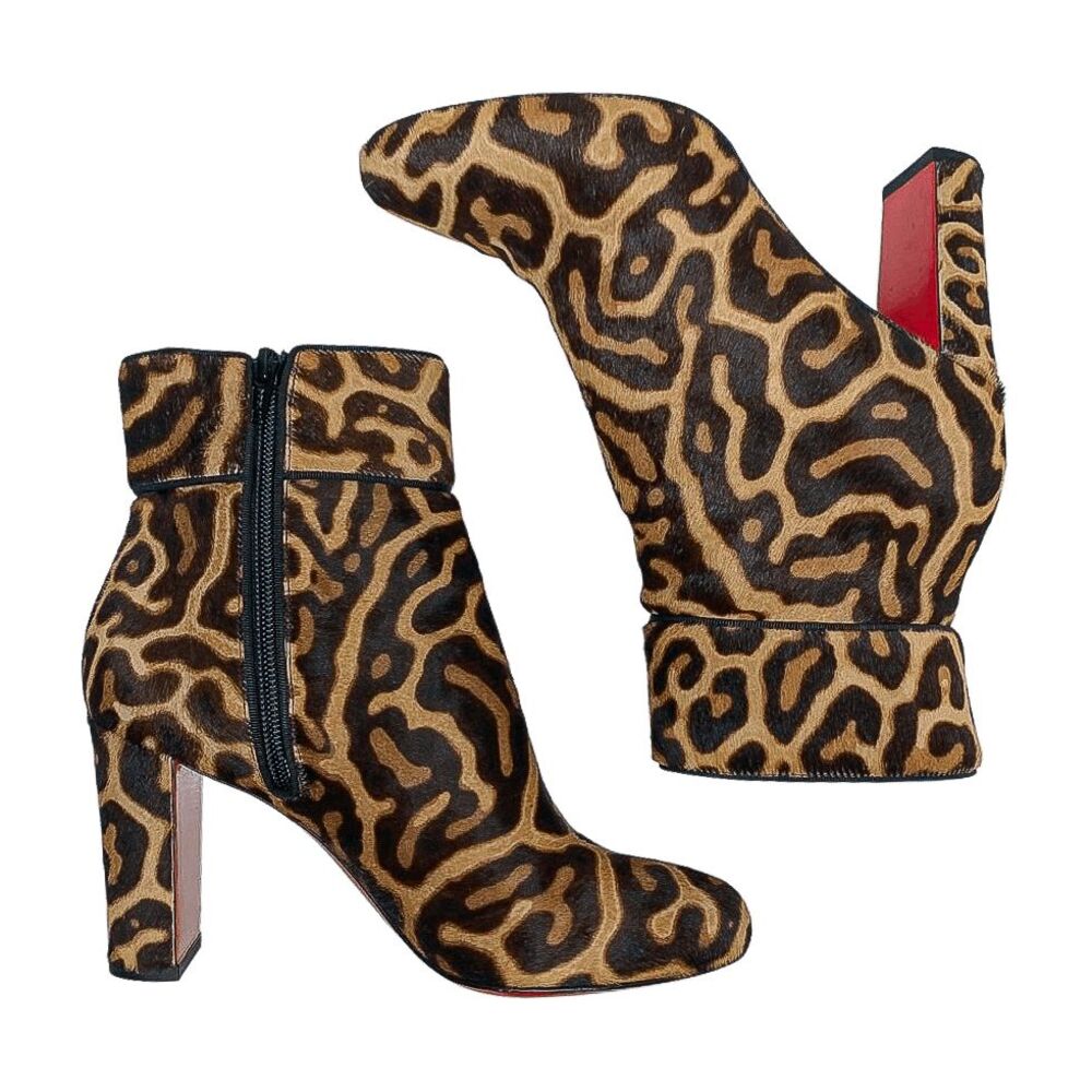 Christian Louboutin Moulamax 85 Pony Hair Heeled Ankle Booties EU 37.5 US 7.5 - Picture 5 of 11
